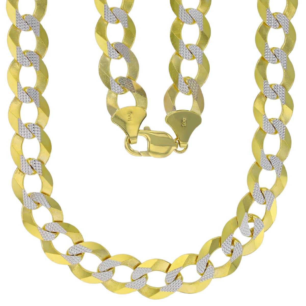 14K Two-Tone Gold 13.50mm 24" White Pave Cuban 350 Chain 