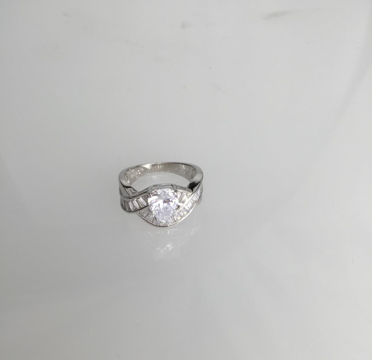 Sterling Silver Rhodium Pear Cut Woven Fashion Ring