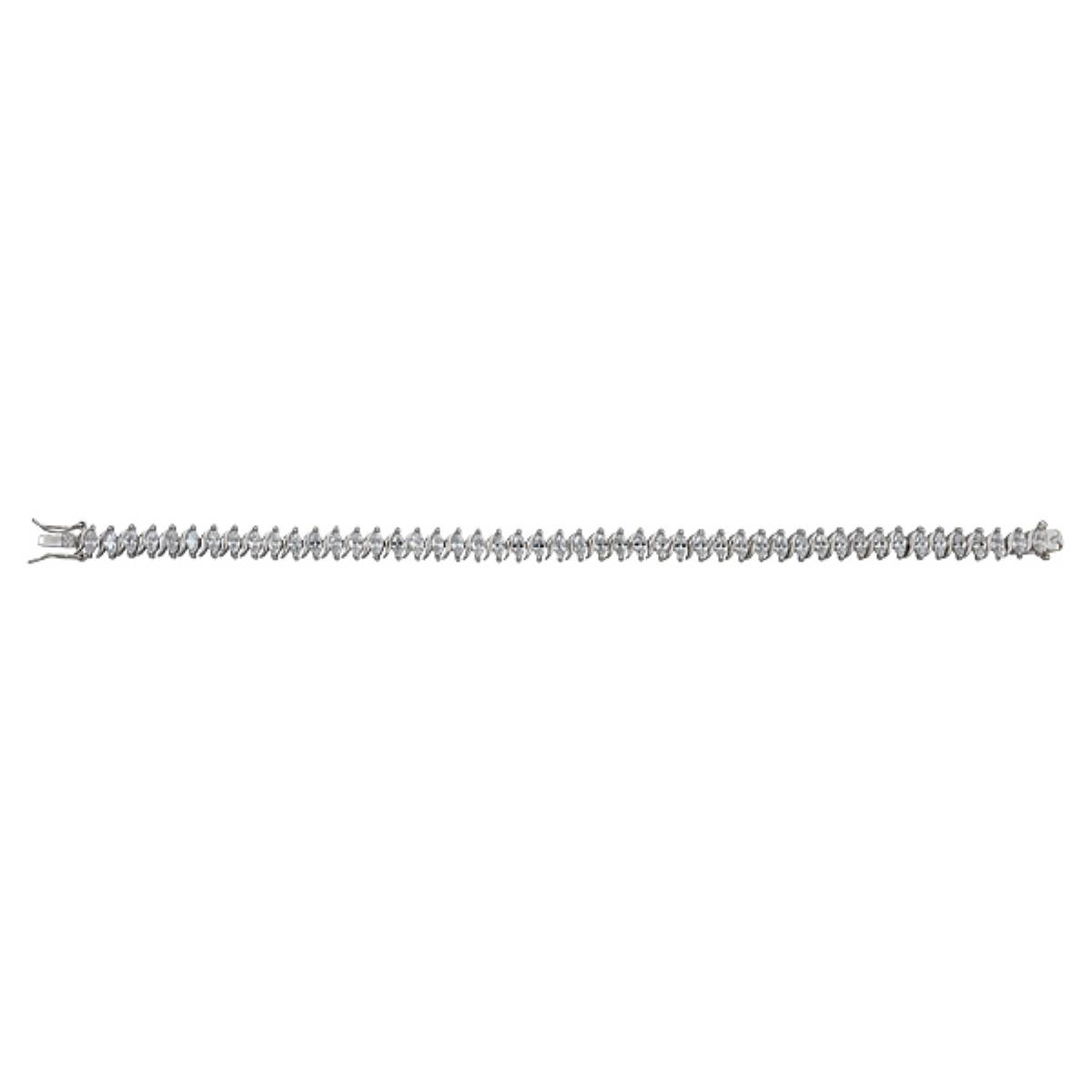 Sterling Silver Rhodium 5.00mm Marquise Cut 7.25" Tennis Bracelet