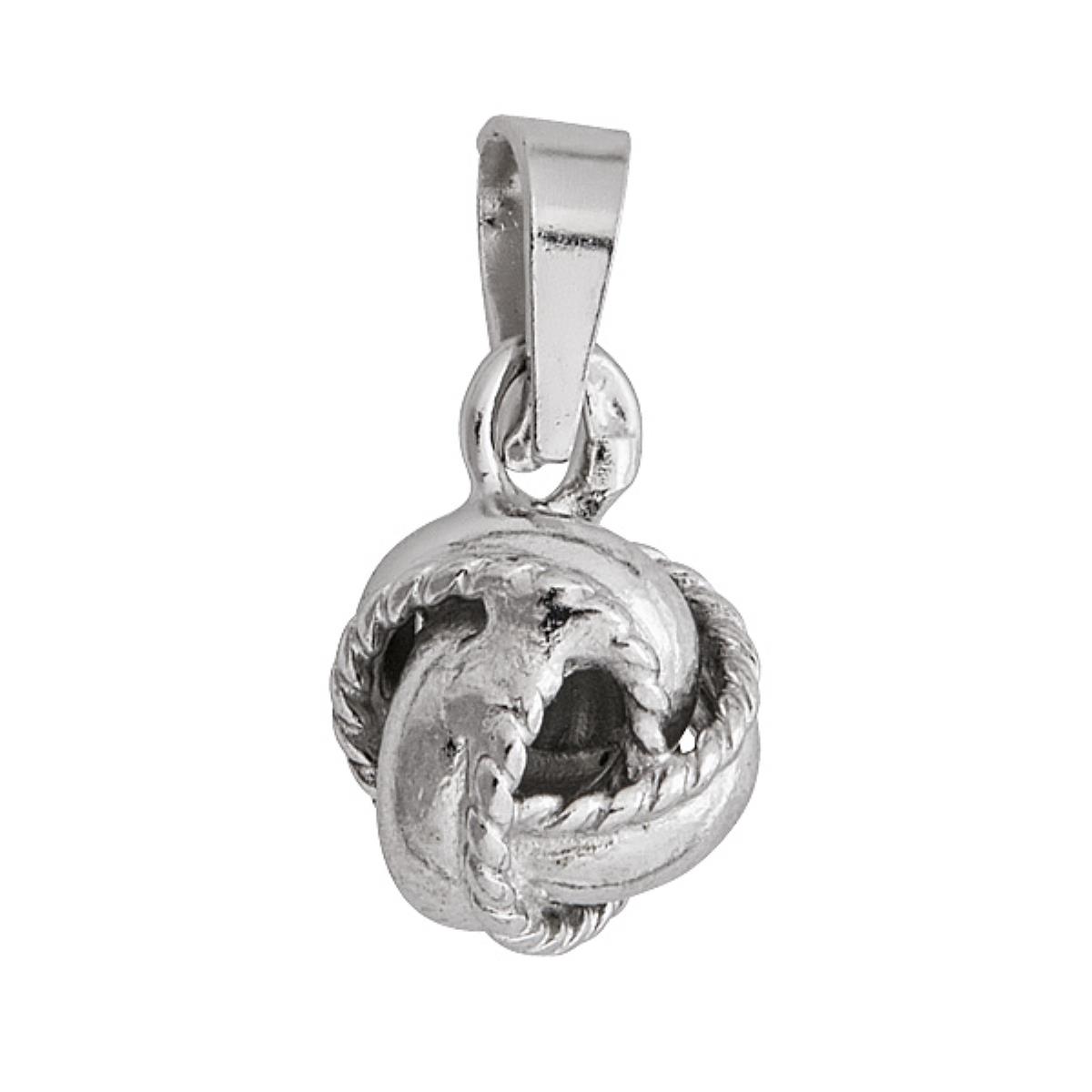 Sterling Silver Rhodium 6mm Rope Love Knot Pendant