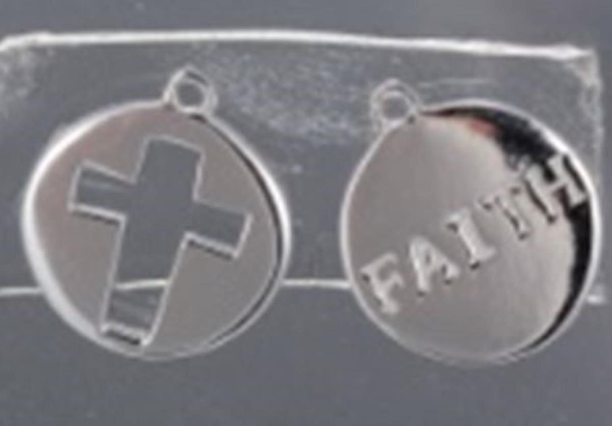 Sterling Silver Rhodium Faith with Cross Double Pendant