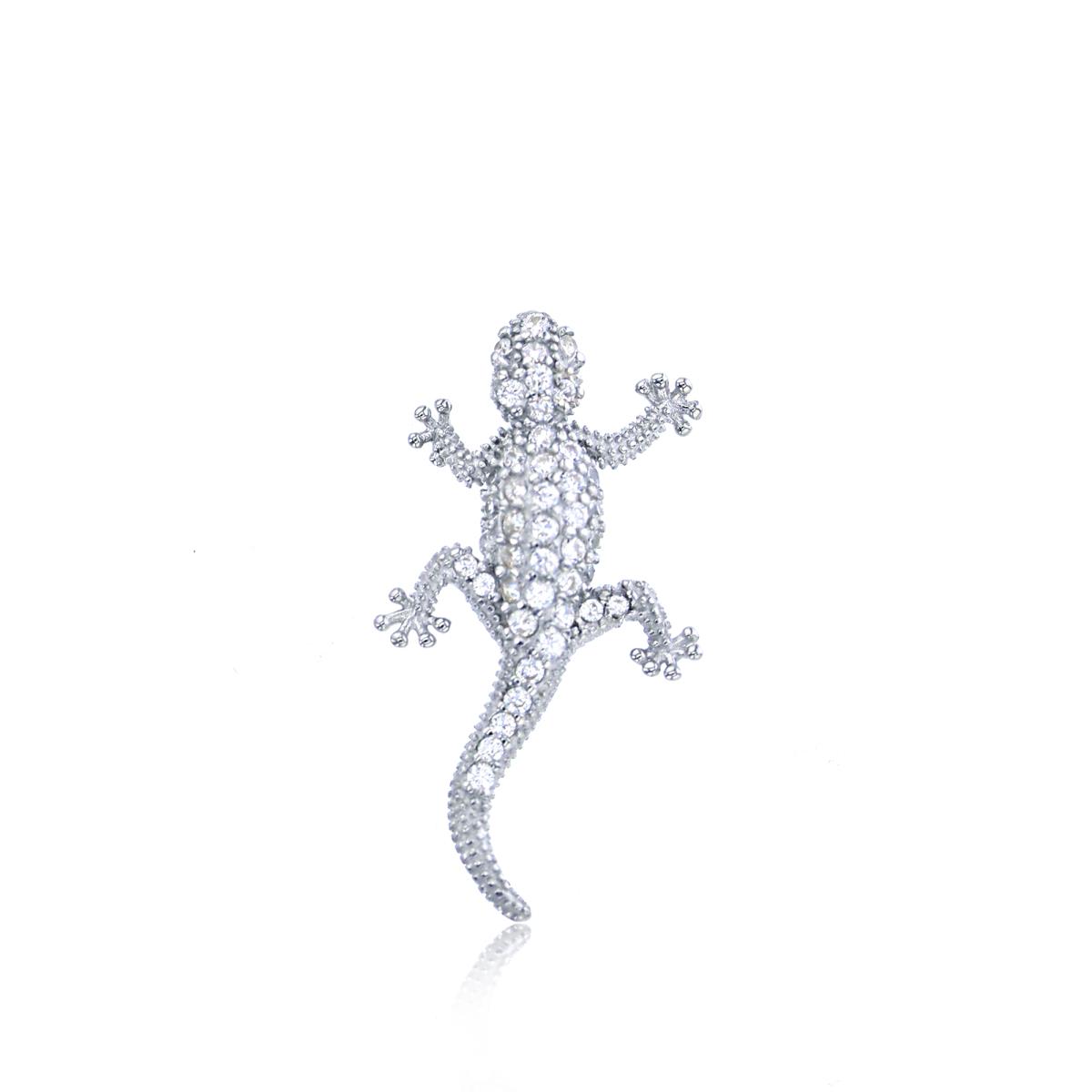 Sterling Silver Rhodium Pave Lizard Pendant