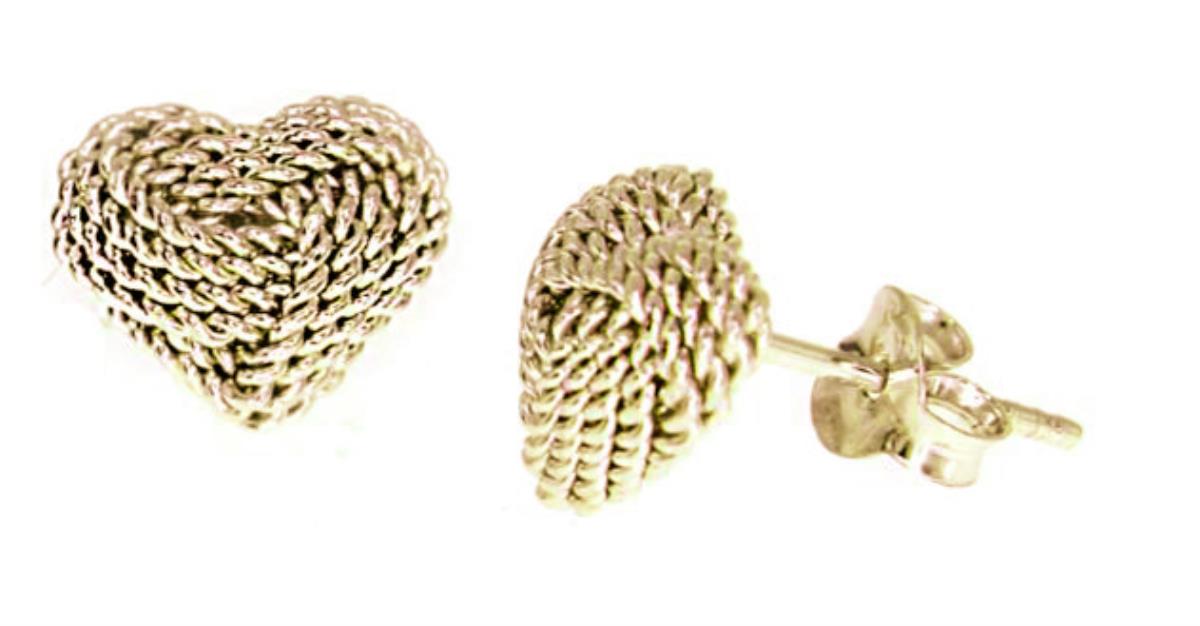 Sterling Silver Yellow 10mm Rope Heart Love Knot Stud