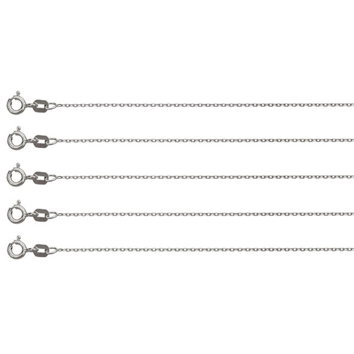 Sterling Silver Rhodium Diamond Cut Cable 030 18" Set of 5 Chains