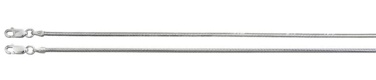 Sterling Silver Rhodium 1.00mm 18" Round and Octagona Snake 025 2 Piece Chain Set