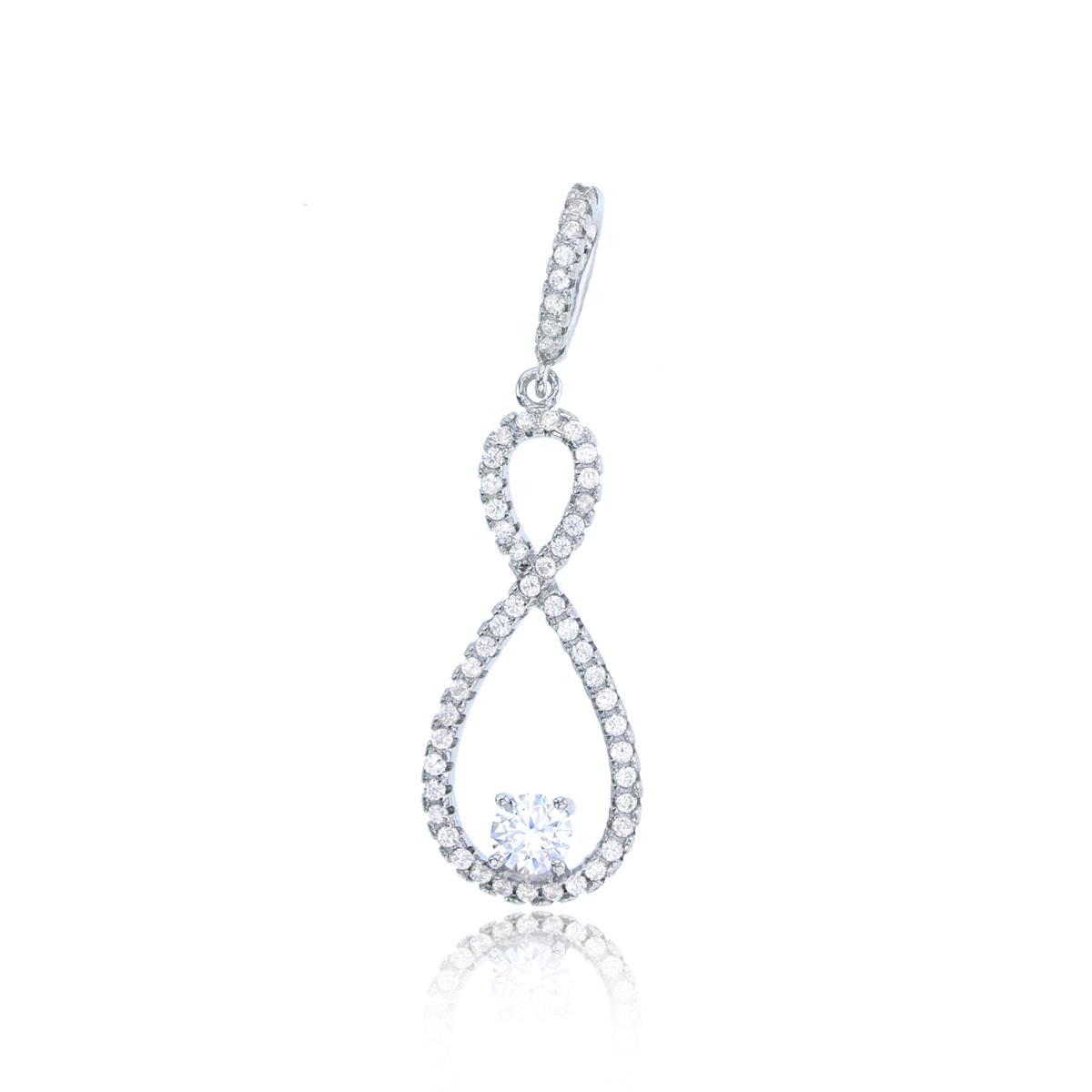 Sterling Silver Rhodium Pave Infinity Pendant