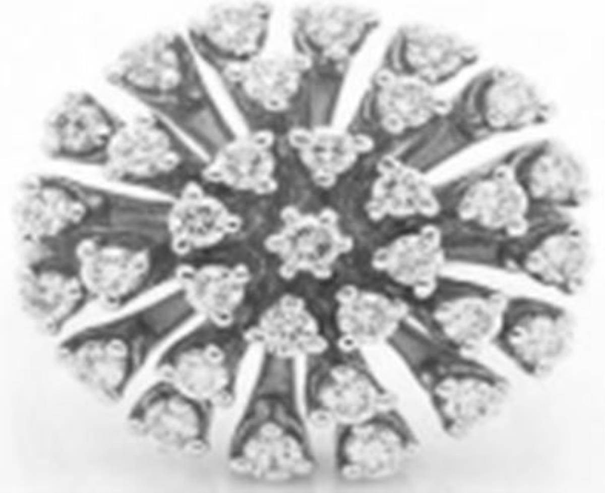 Sterling Silver Rhodium Round Cut Open Flower Fashion Ring
