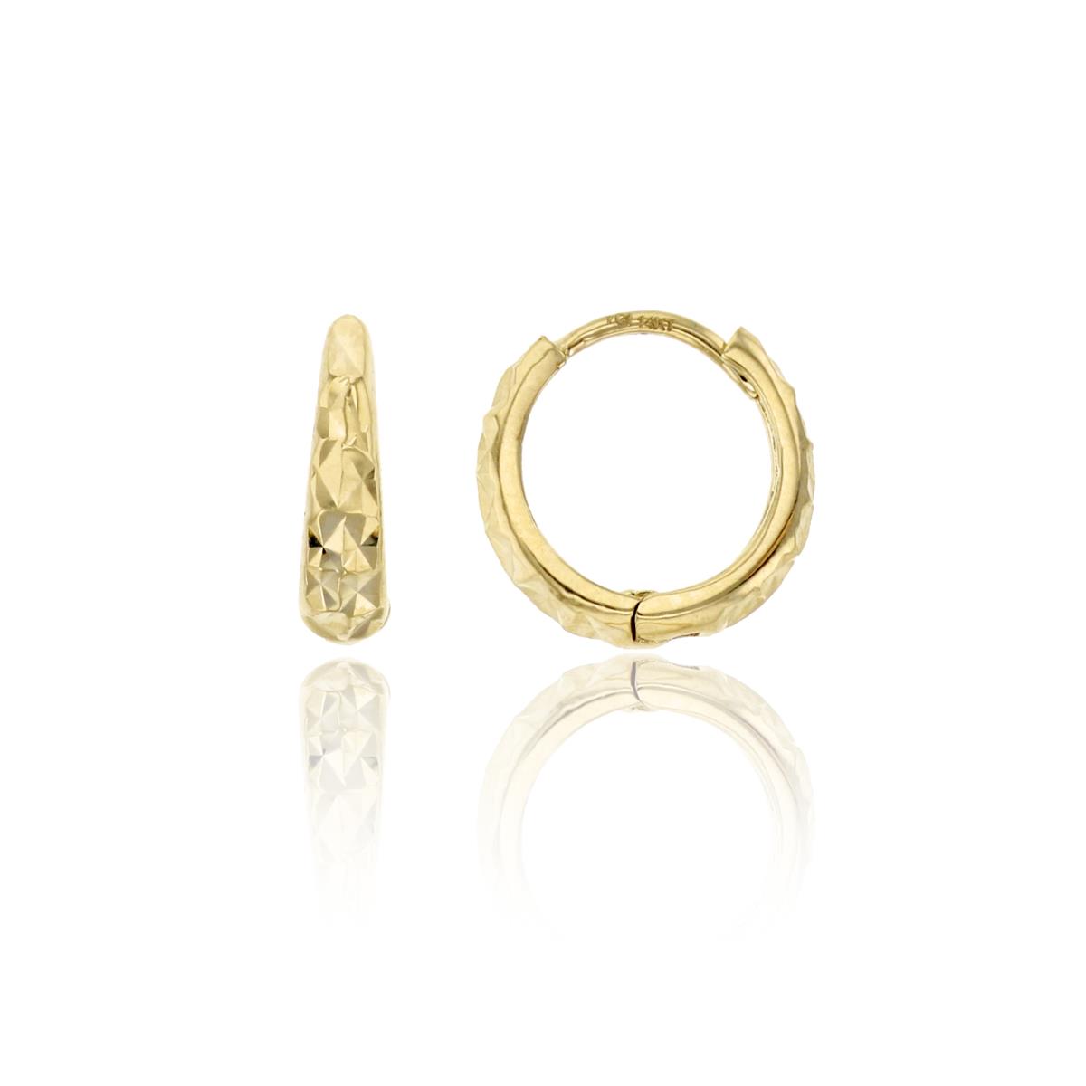 14K Yellow Gold Diamond Cut 2.70x10mm Graduated Huggie Earring