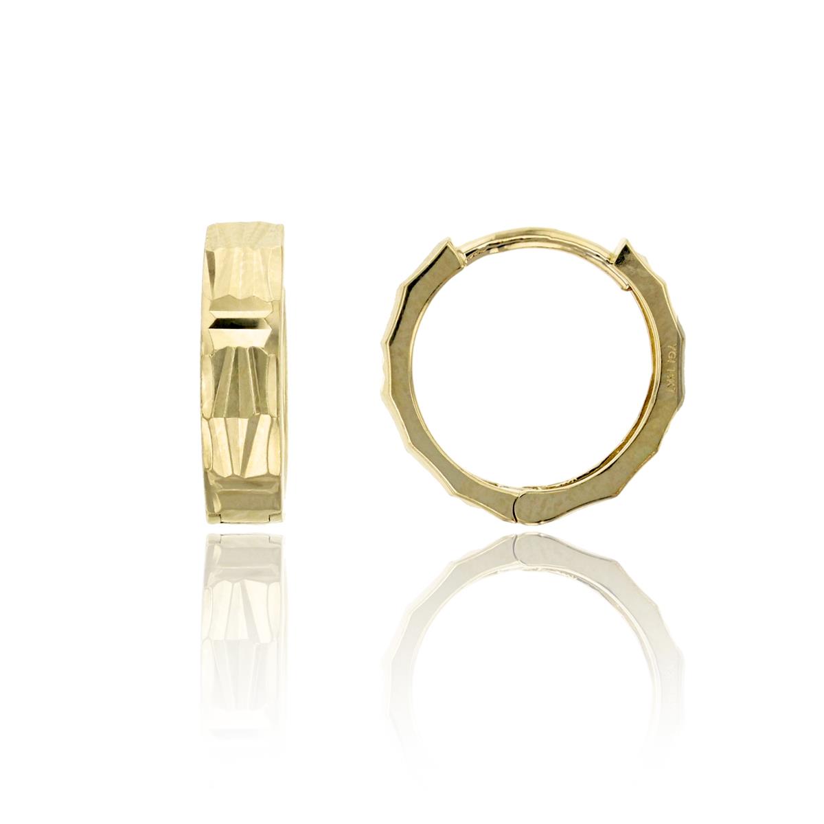 14K Yellow Gold Diamond Cut 3.50x13.00mm Huggie Earring