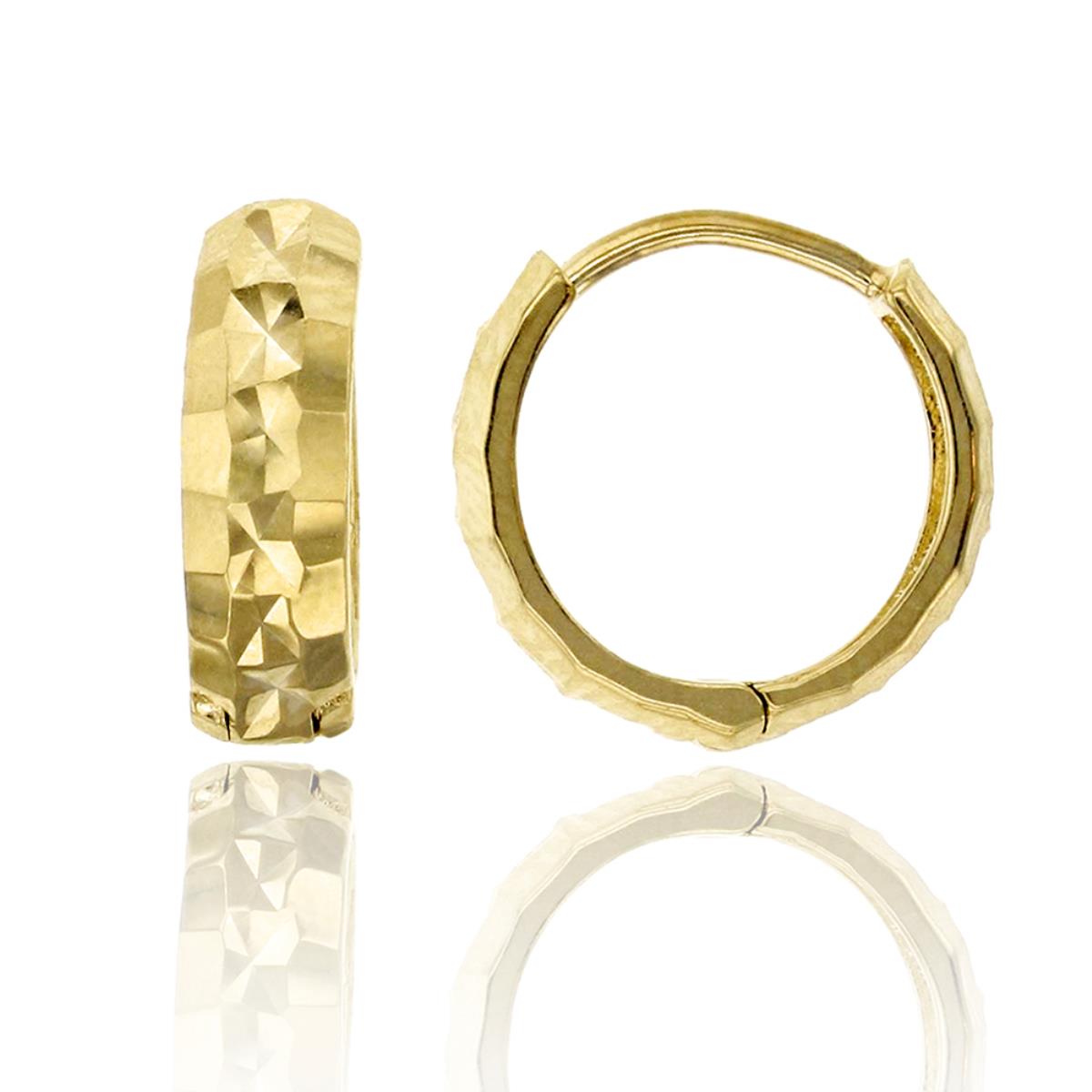 14K Yellow Gold Diamond Cut 3.50x7.80mm Huggie Earring