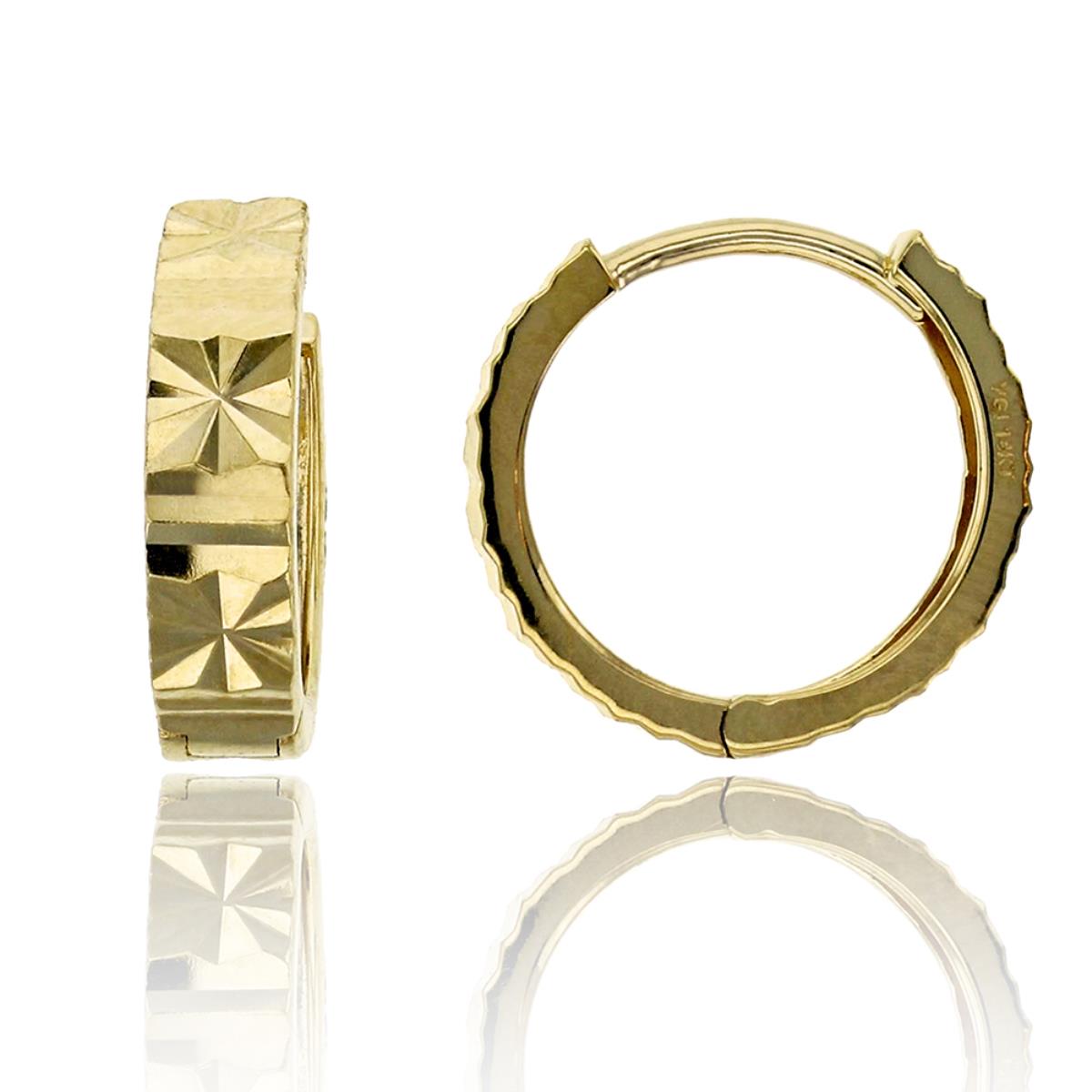14K Yellow Gold Diamond Cut 3.50x13.00mm Huggie Earring