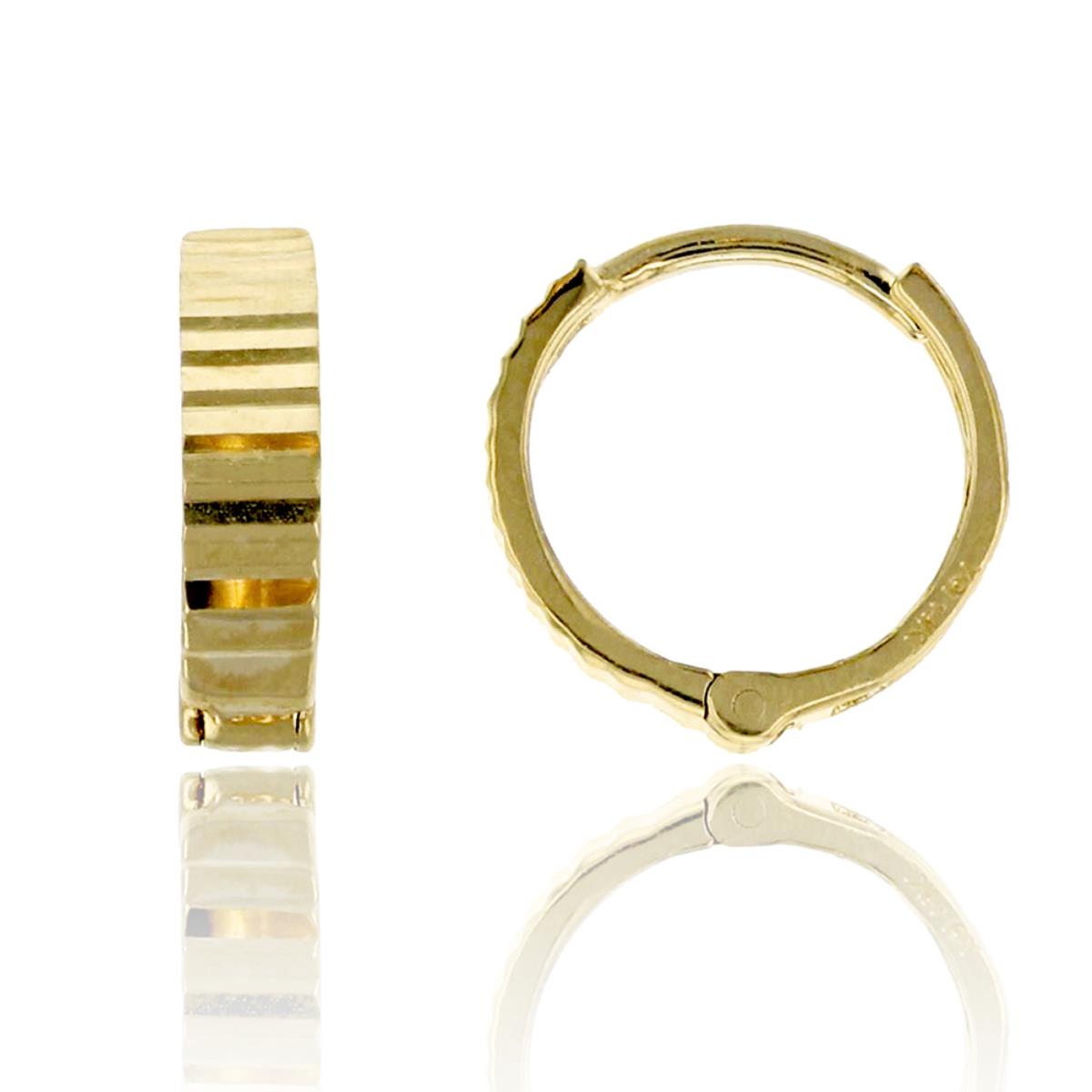 14K Yellow Gold Diamond Cut 2.50x10.00mm Huggie Earring