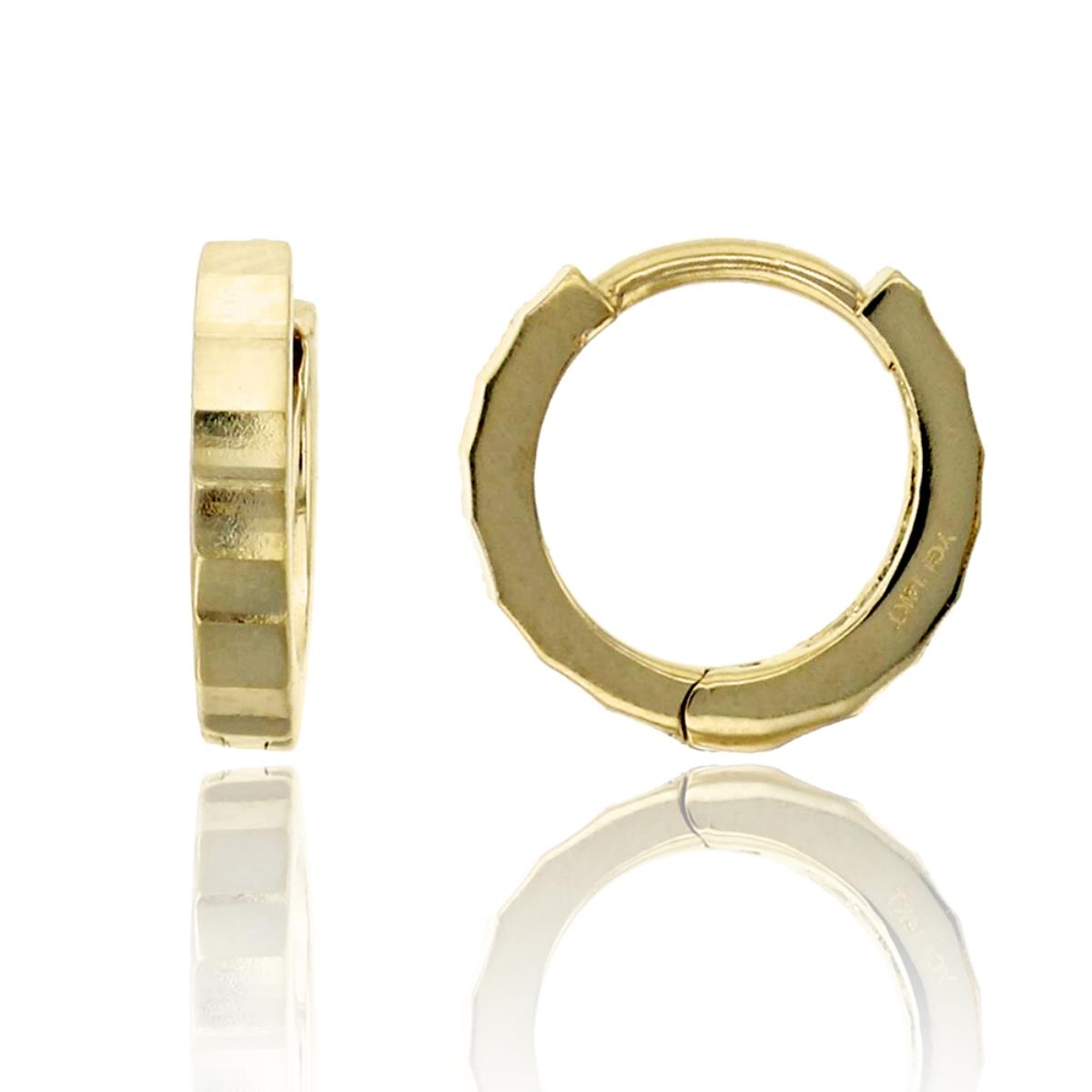 14K Yellow Gold Flat Diamond Cut 1.70x9.00mm Huggie Earring