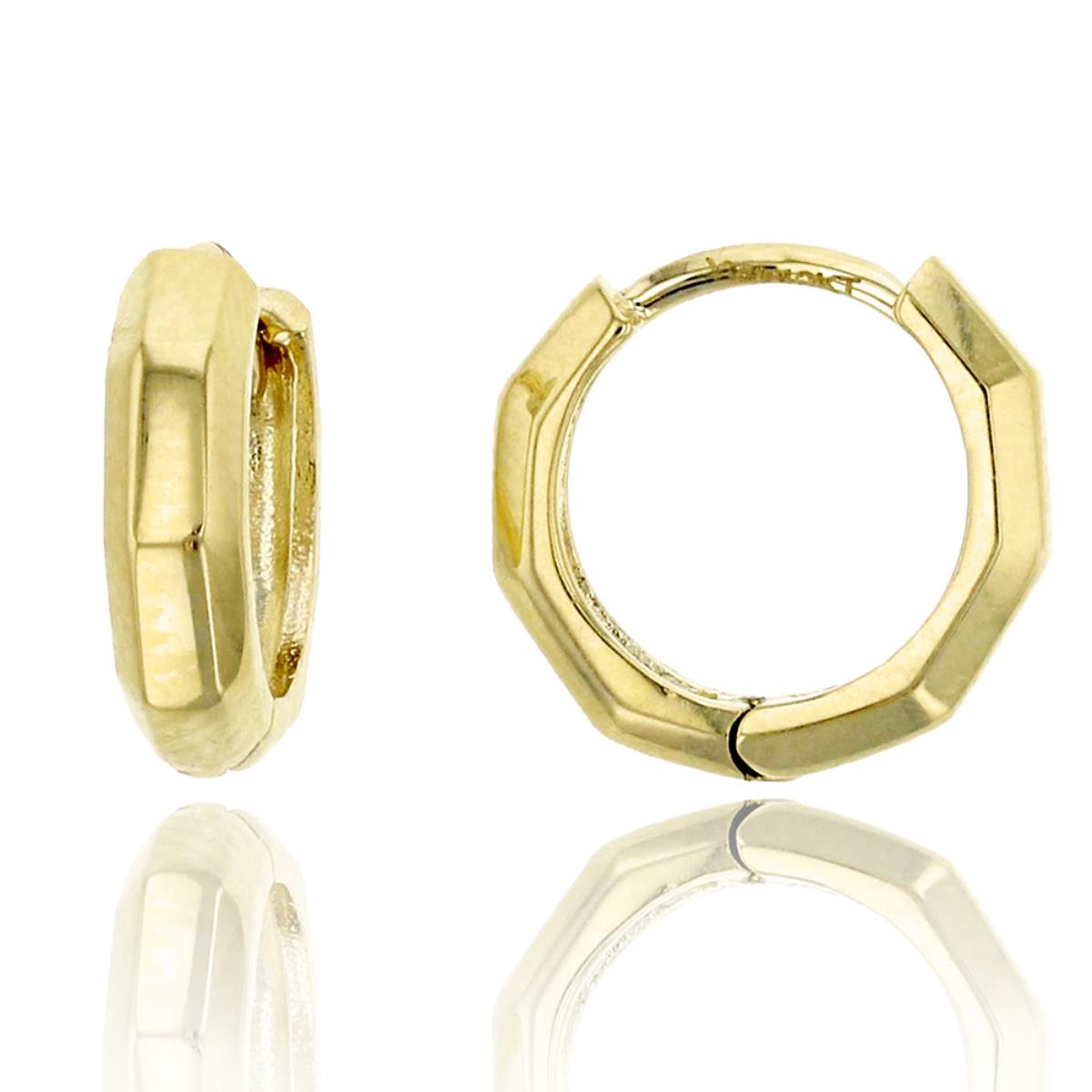 14K Yellow Gold High Polished 2.70x10.00mm Octagon Huggie Earring