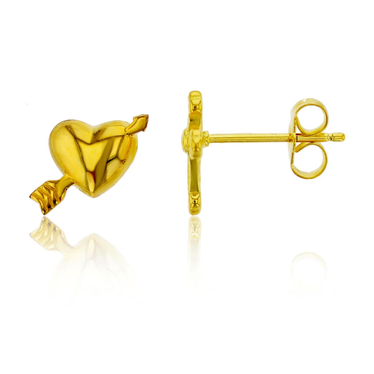 Sterling Silver Yellow Cupid's Arrow Stud