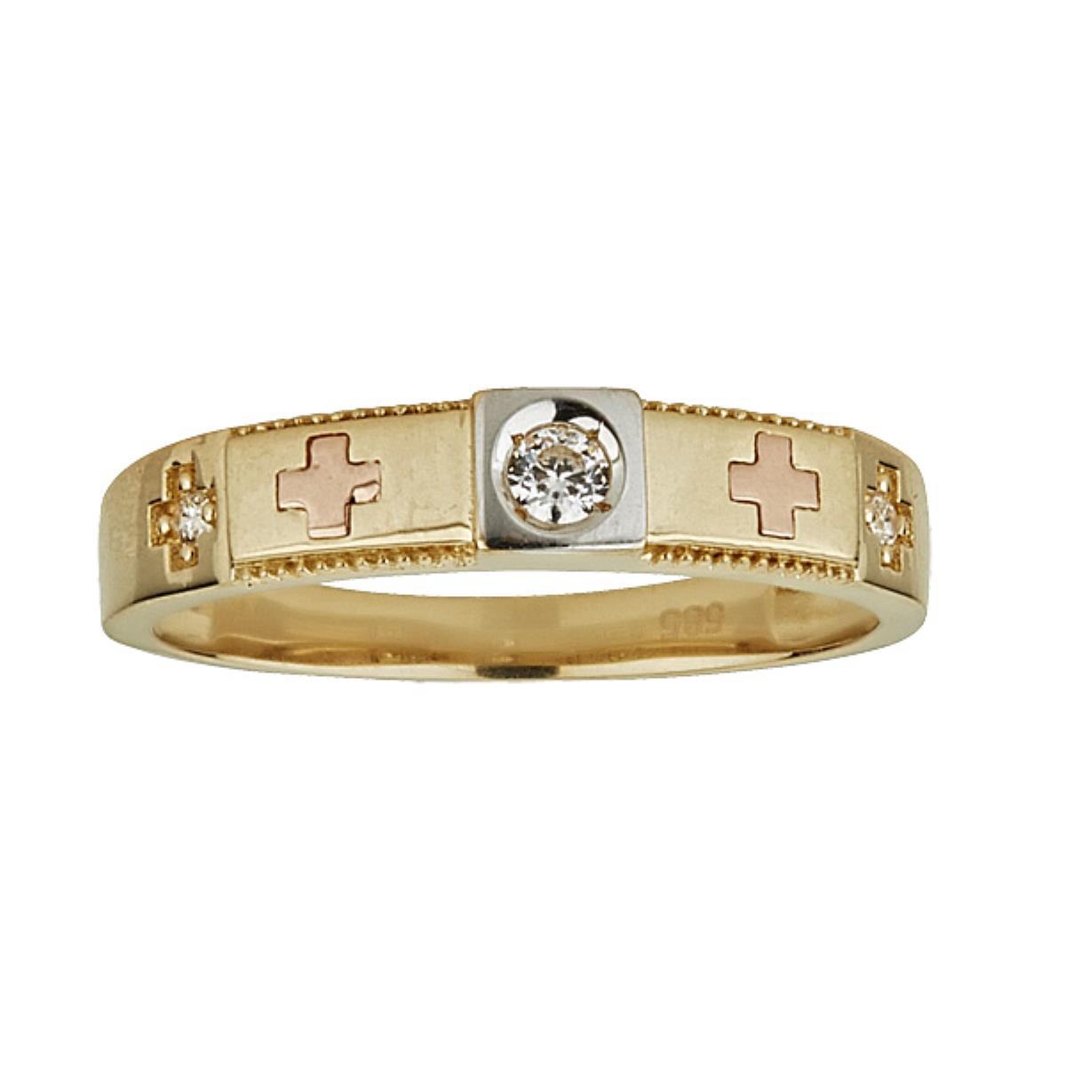 14K Tri-color Gold 4.30mm Wedding Band Ring