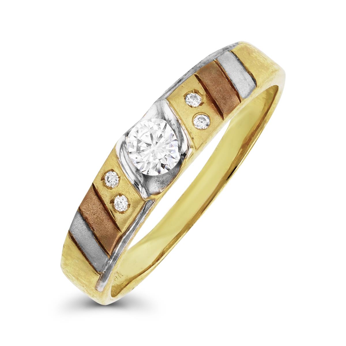 14K Tri-color Gold 5.05mm Wedding Band Ring