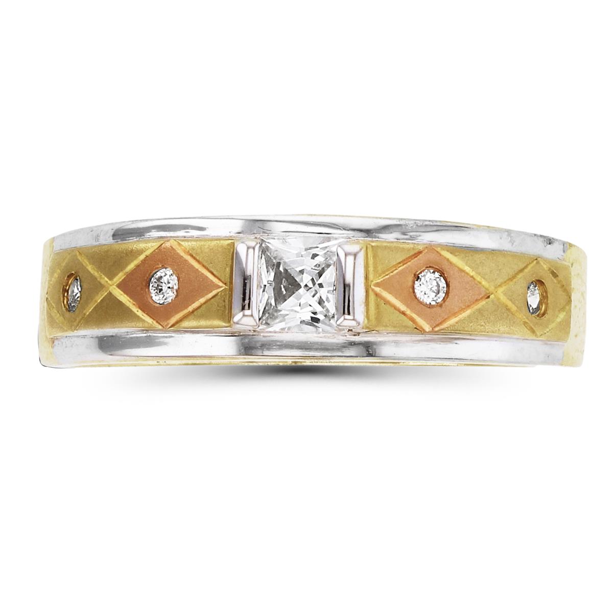 14K Tri-color Gold 5.95mm Wedding Band Ring