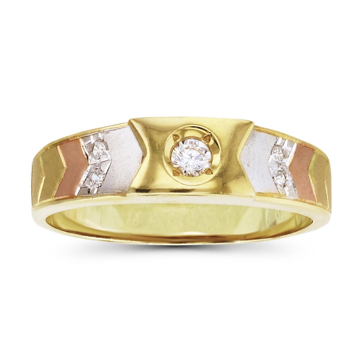 14K Tri-color Gold 6.15mm Wedding Band Ring