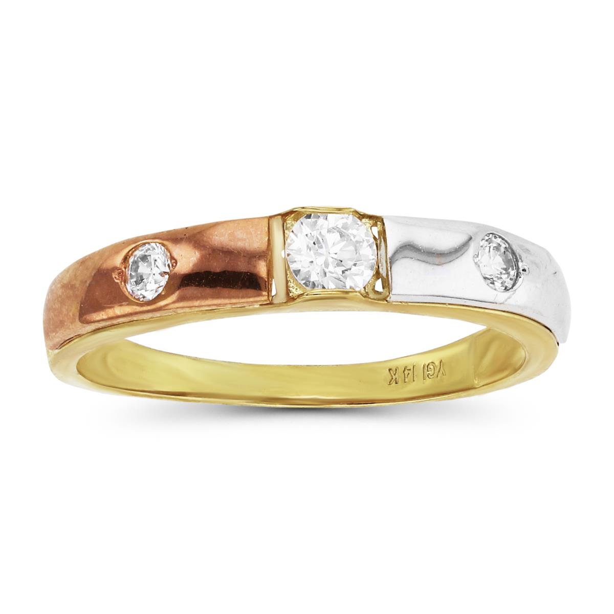14K Tri-Color Gold 5.00mm Wedding Band Ring