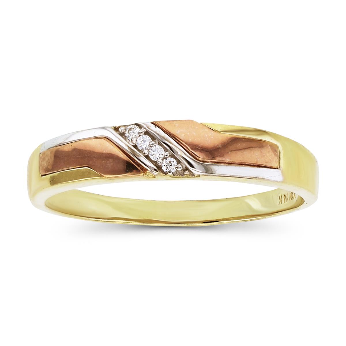14K Tri-color Gold 4.50mm Wedding Band Ring