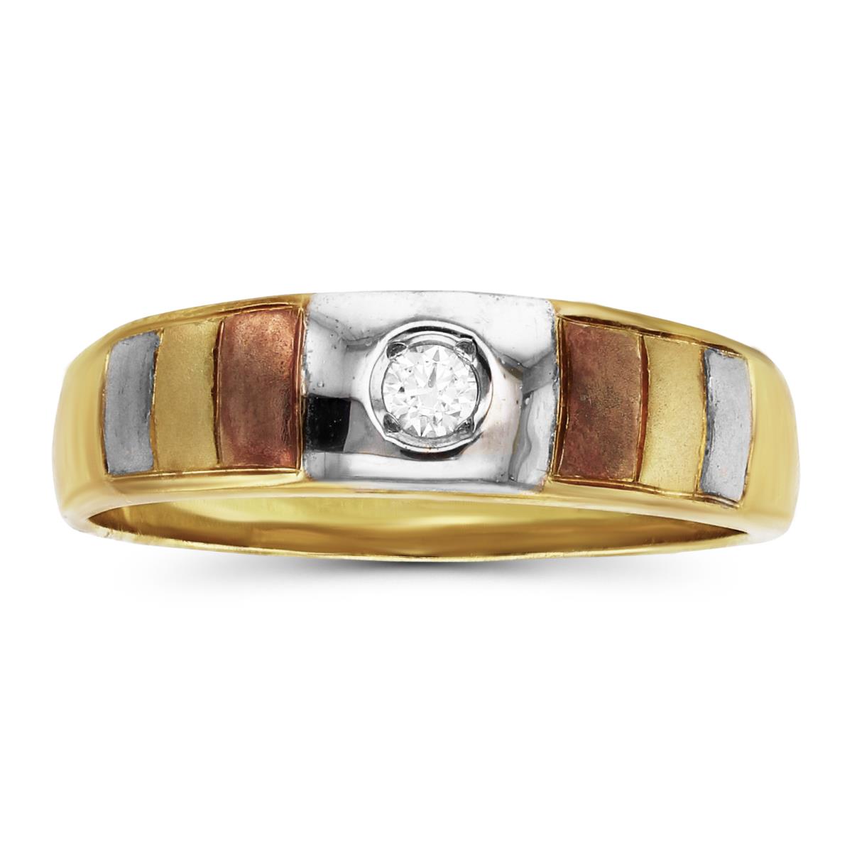 14K Tri-color Gold 7.00mm Wedding Band Ring