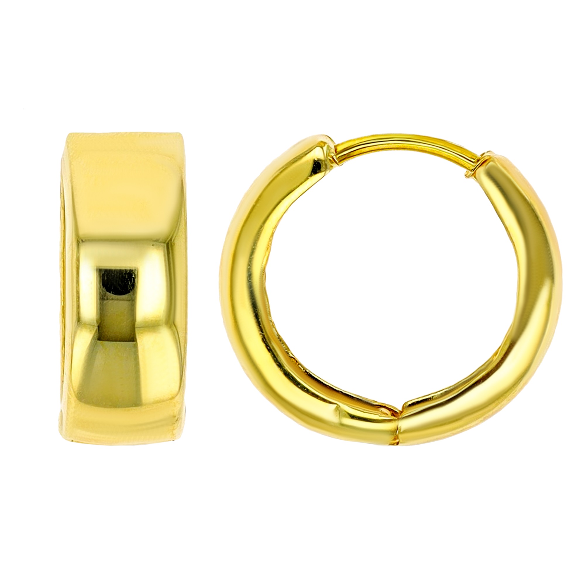 14K Yellow Gold High Polished 5.80x15.00mm Huggie Earring