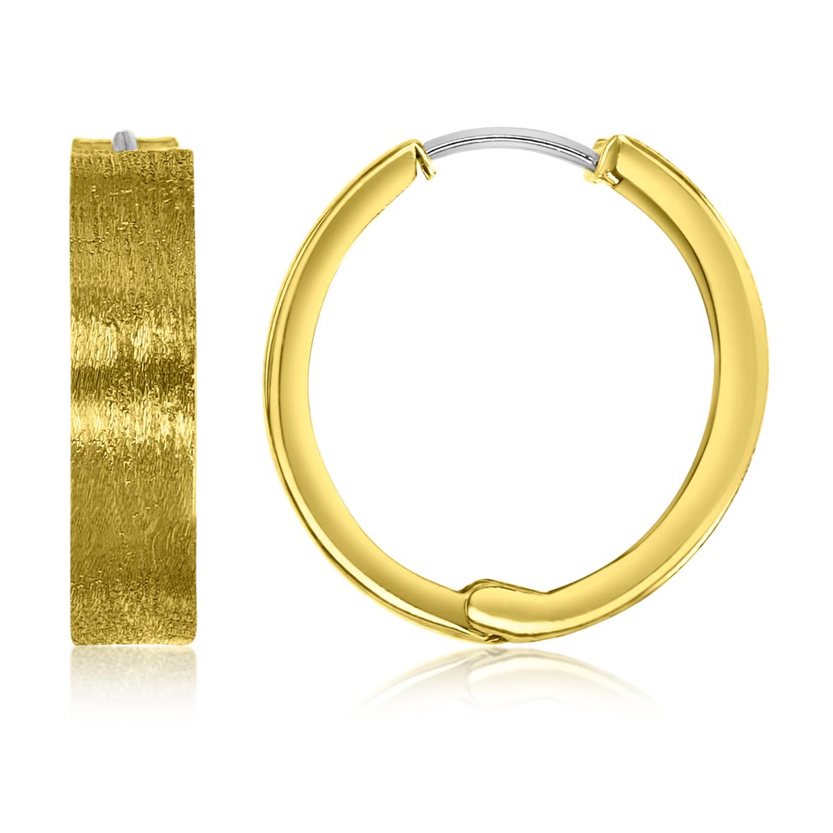 14K Yellow Gold High Polished and Textured 4.50x20.00mm Huggie Earring
