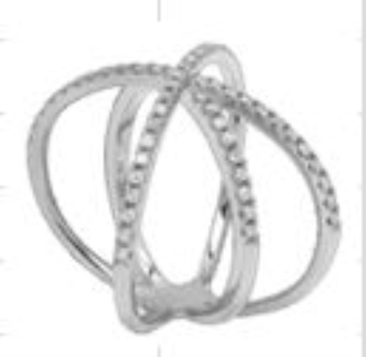 Sterling Silver Rhodium Open Criss Cross Fashion Ring