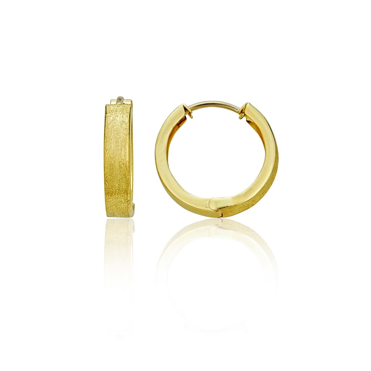 14K Yellow Gold High Polished and Textured 2.90x15.00mm Huggie Earring