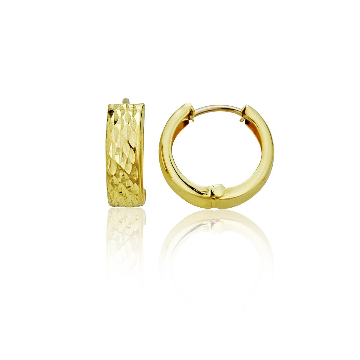 14K Yellow Gold Diamond Cut 4.50x15.00mm Huggie Earring