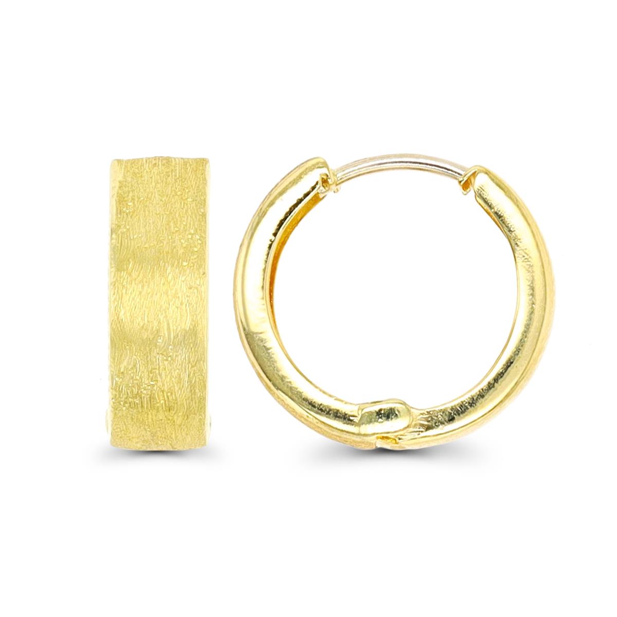 14K Yellow Gold High Polished and Textured 4.50x15.00mm Huggie Earring