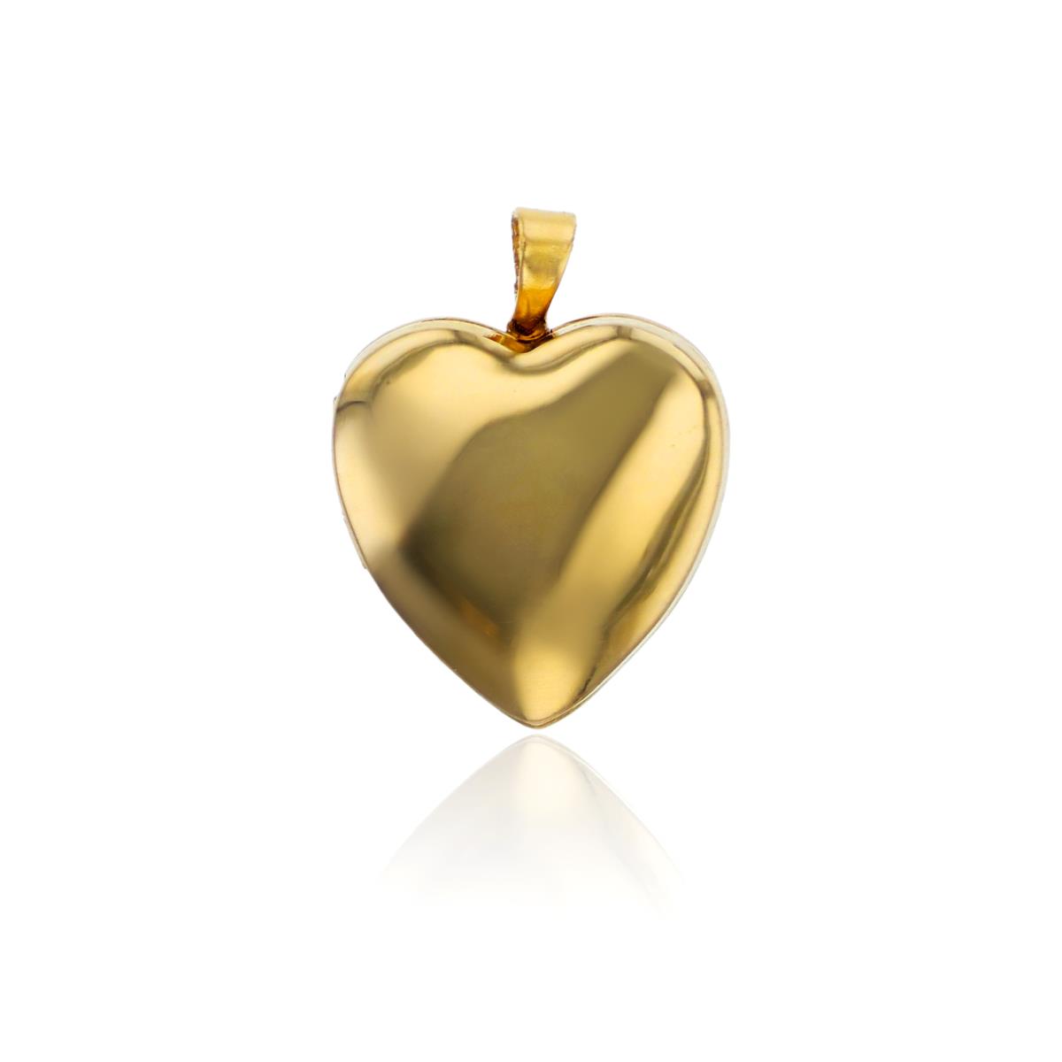 Sterling Silver Yellow High Polished and Satin Reversible 13mm Heart Locket Pendant