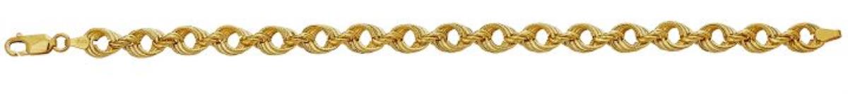 14K Yellow Gold Diamond Cut Textured 7.25" Rope Link Bracelet