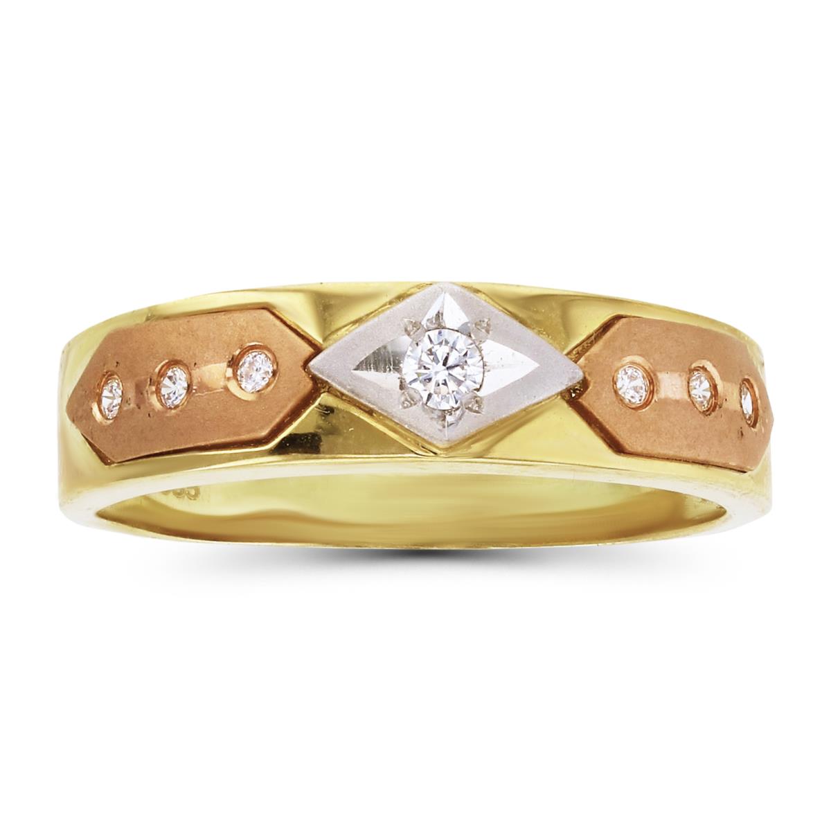 14K Tri-color Gold 5.85mm Wedding Band Ring