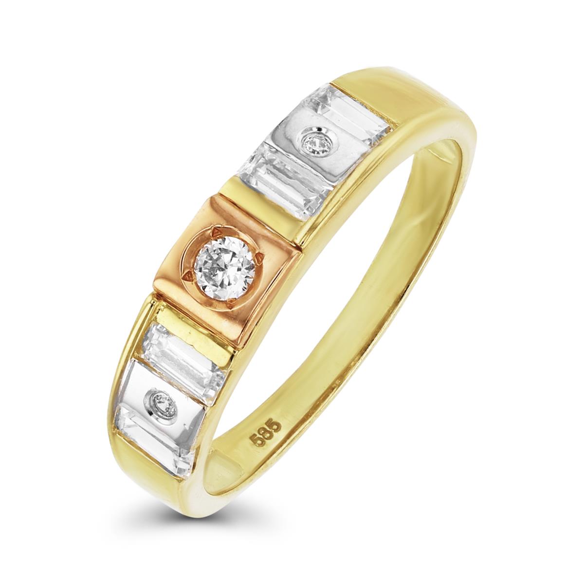 14K Tri-color Gold 5.50mm Wedding Band Ring