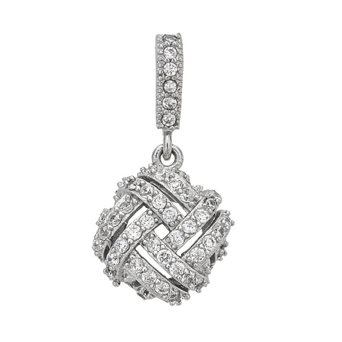 Sterling Silver Rhodium Micro Pave Knot Pendant