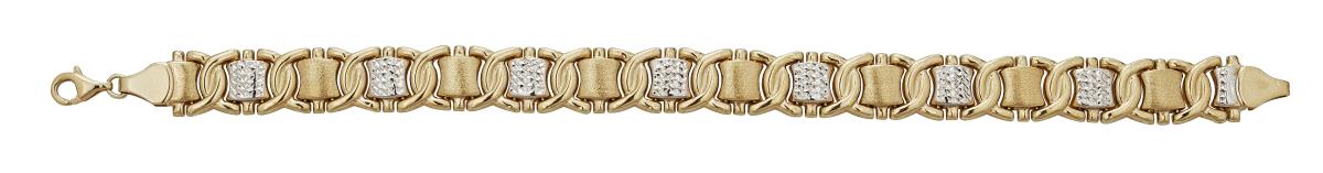 14K Two-Tone Gold High Polished Diamond Cut Double-C Link 7.25" Bracelet