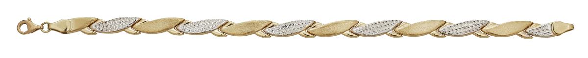 14K Yellow & White Gold High Polished Diamond Cut Conchiglioni-Shaped 7.25" Bracelet 