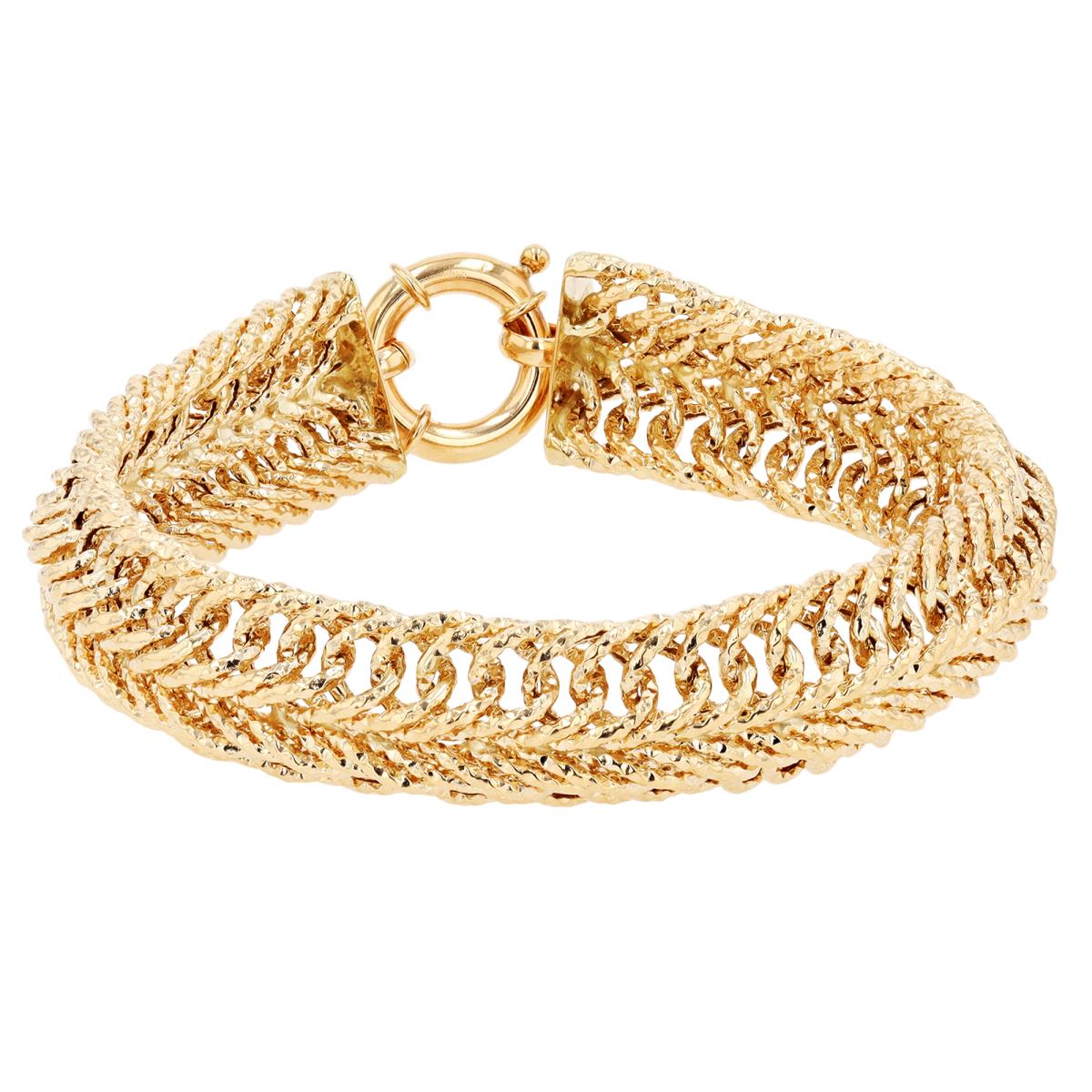 14K Yellow Gold Diamond Cut 7.50" Hollow Herringbone  Bracelet