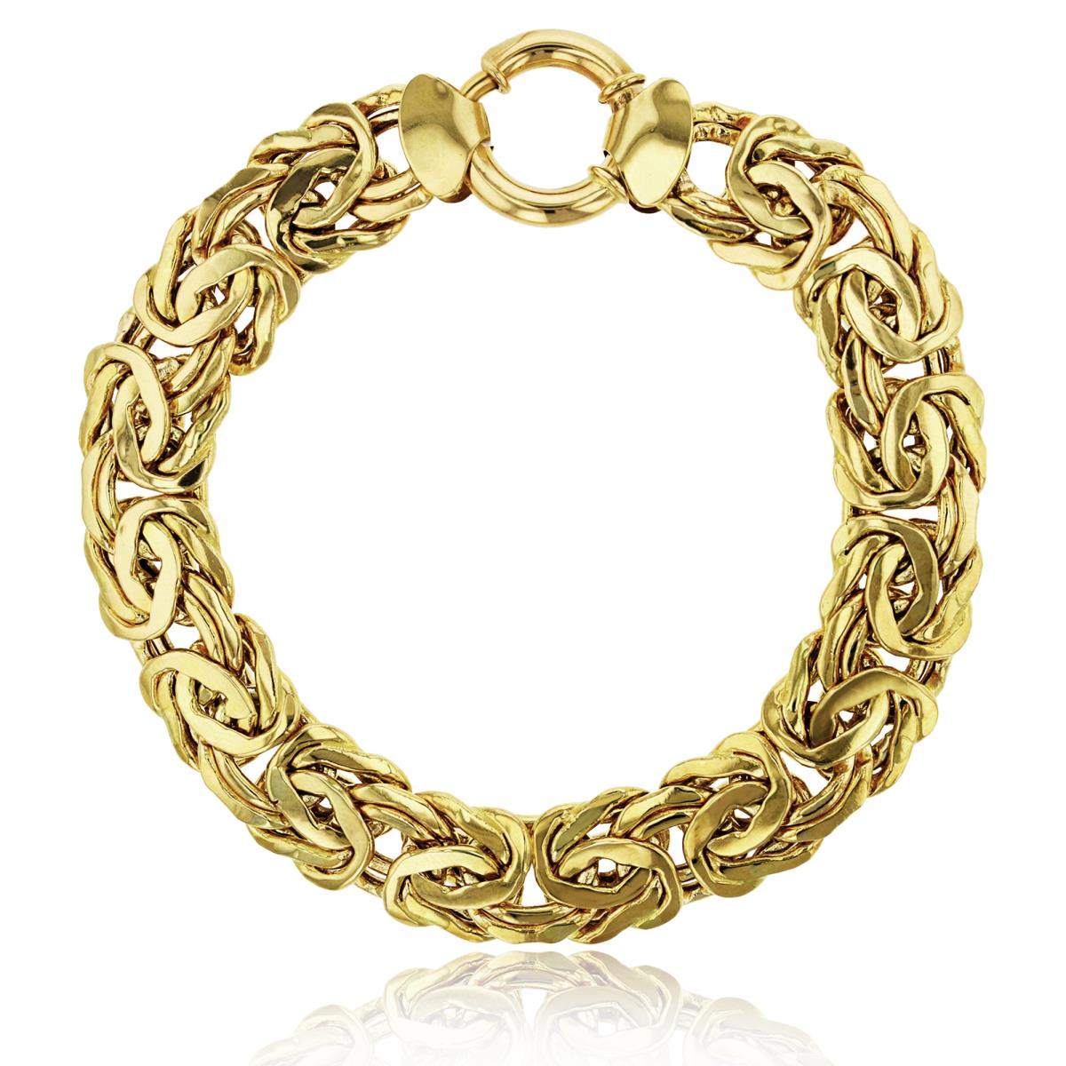 14K Yellow Gold 18" Hollow 13.50mm Graduated Byzantine Bracelet