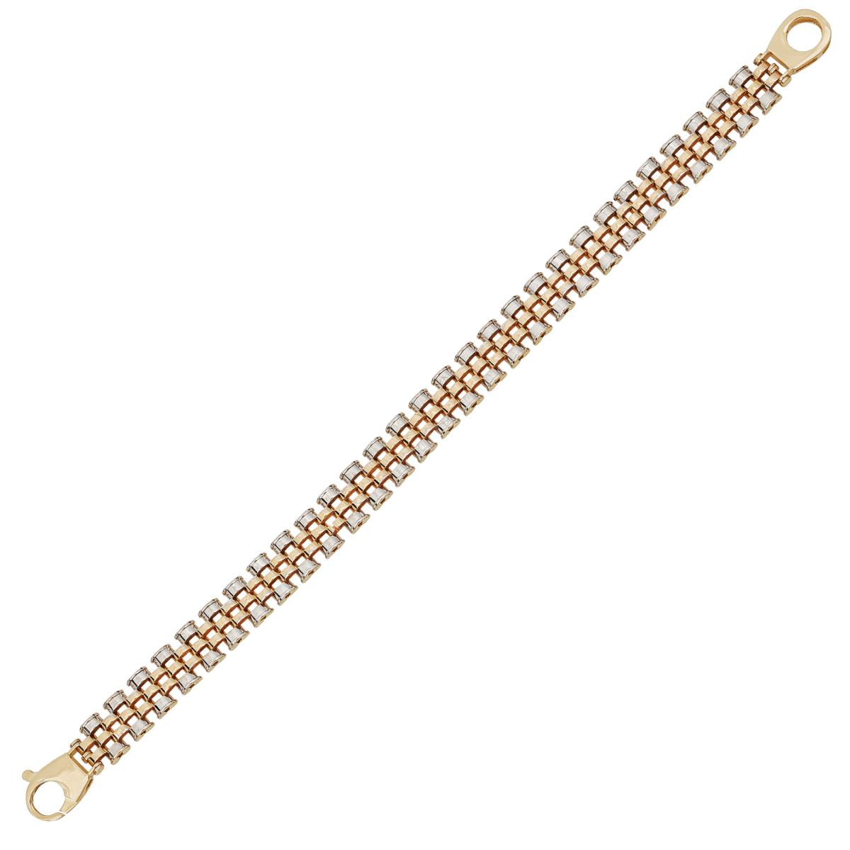 14K Two-Tone Gold 10mm Wide Watch Link 8.25" Mens Bracelet