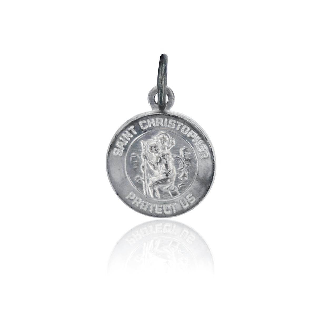 Sterling Silver Rhodium Polished 12mm ST. Michael Pendant