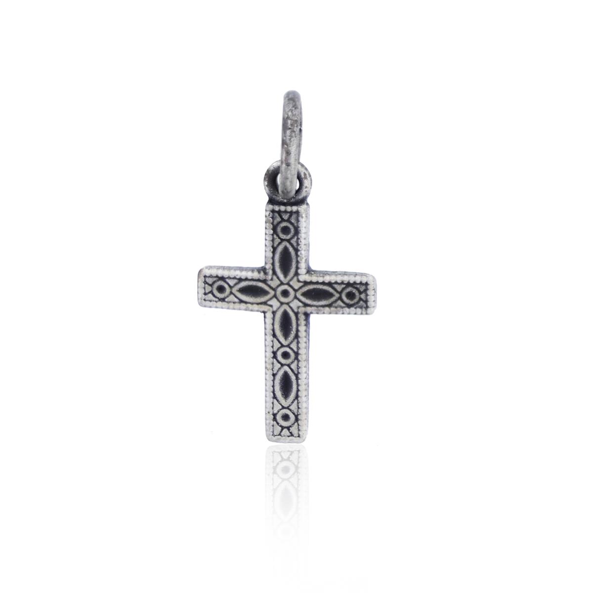 Sterling Silver Rhodium Oxidized Antique Small Cross Pendant