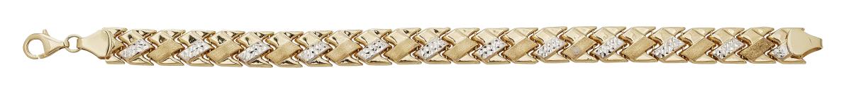 14K Two-Tone Gold DC Satin Fancy Link 7.25" Bracelet