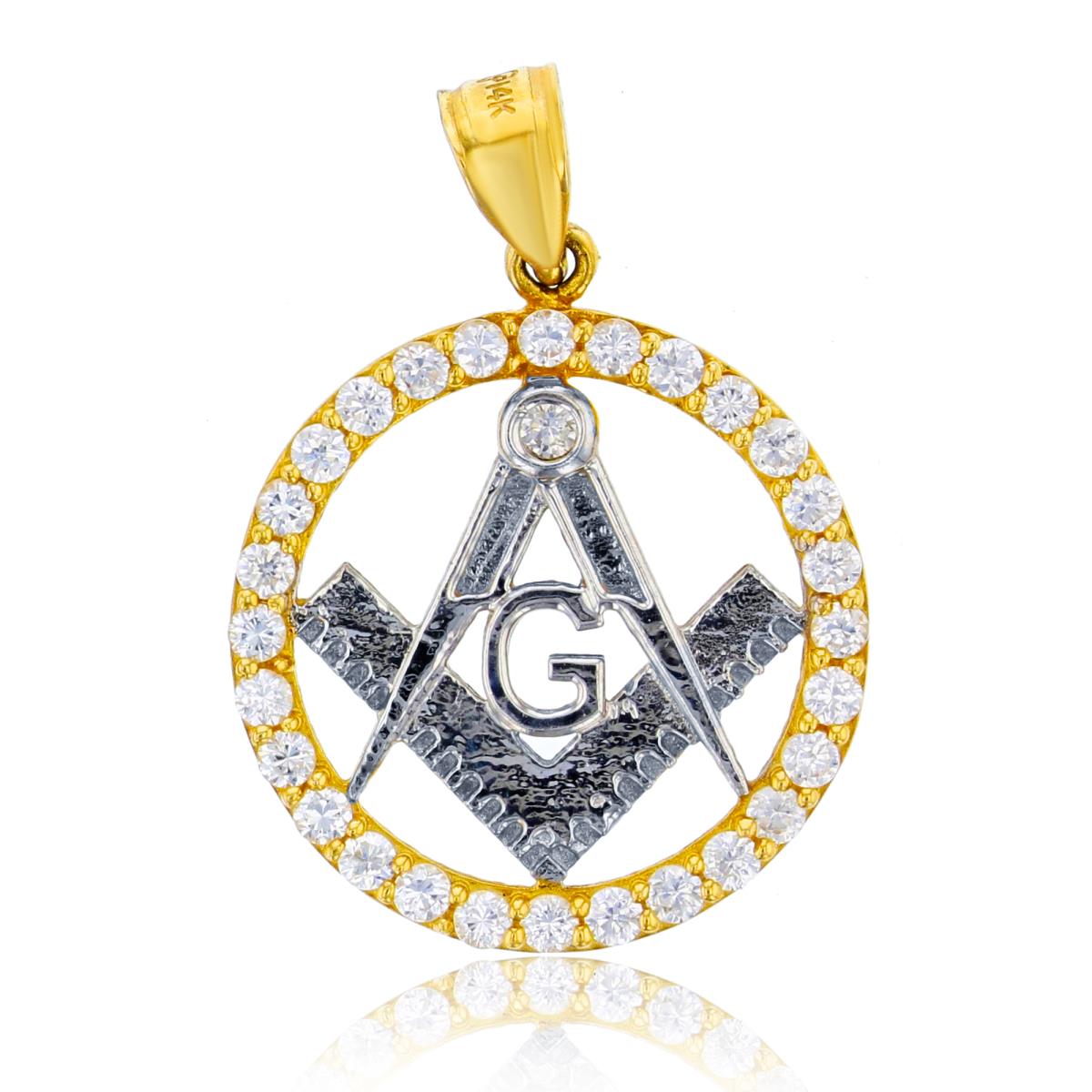 14K Yellow & White Gold G-Right Angle Compass Pendant