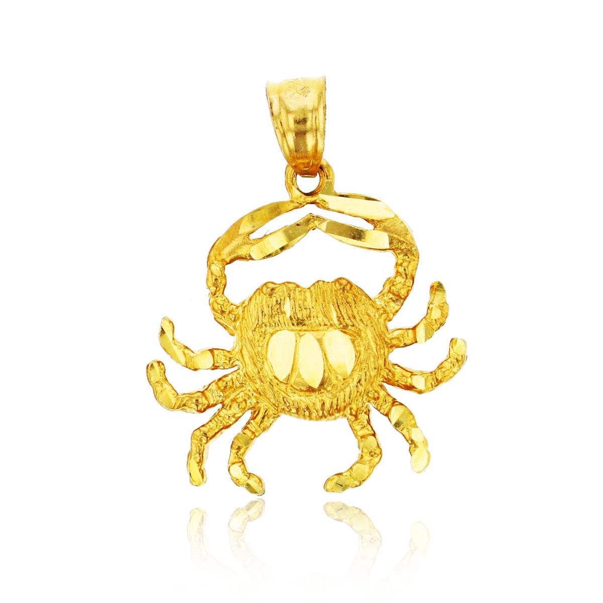 14K Yellow Gold Crab Dangling Pendant