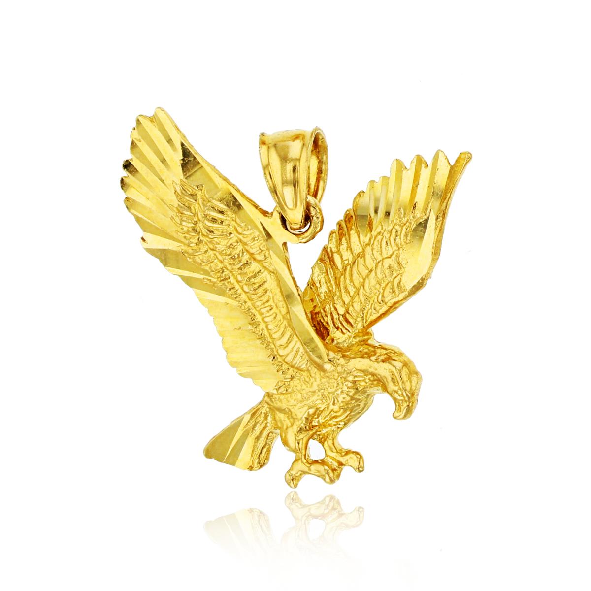 14K Yellow Gold Eagle In Flight Dangling Pendant