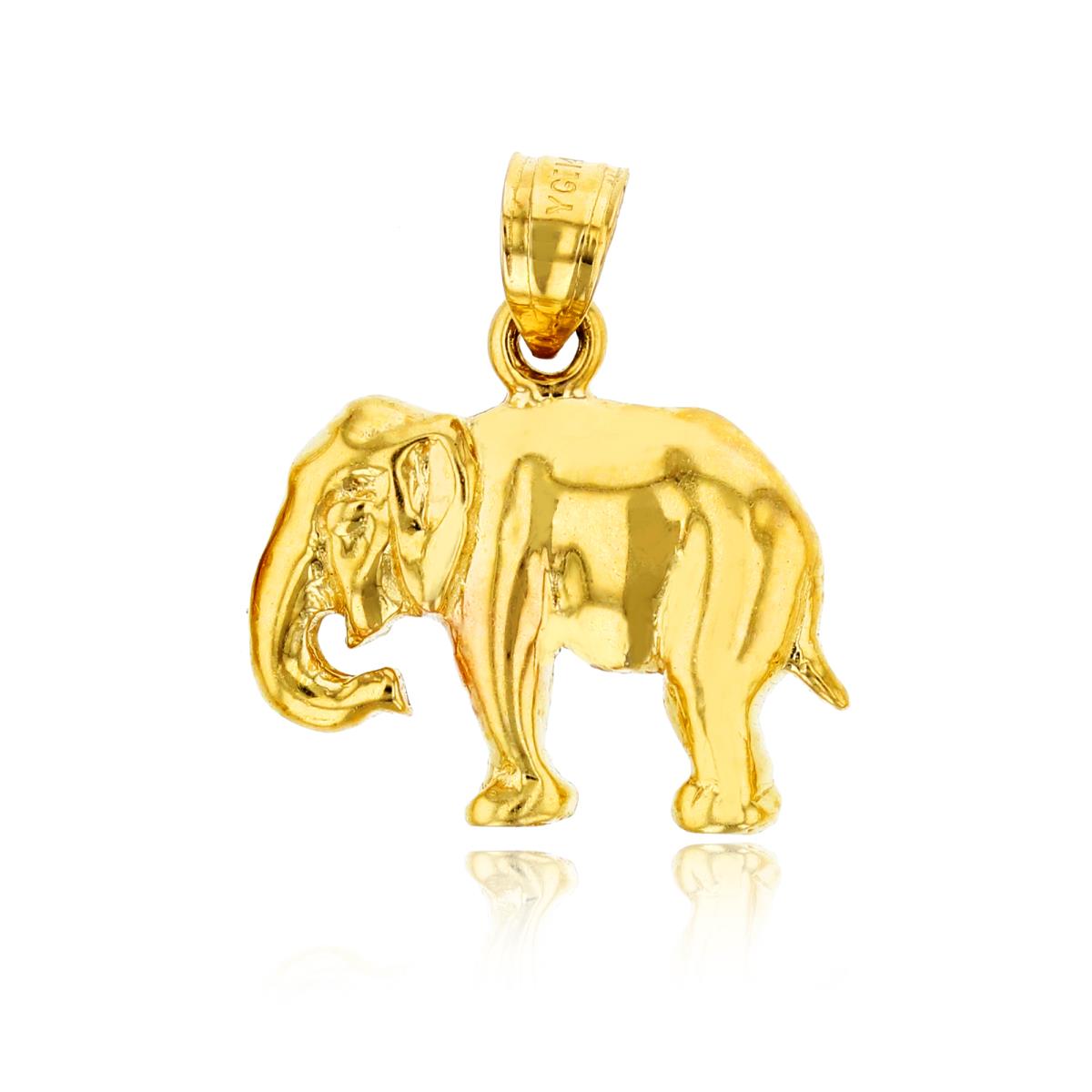 14K Yellow Gold Elephant Dangling Pendant