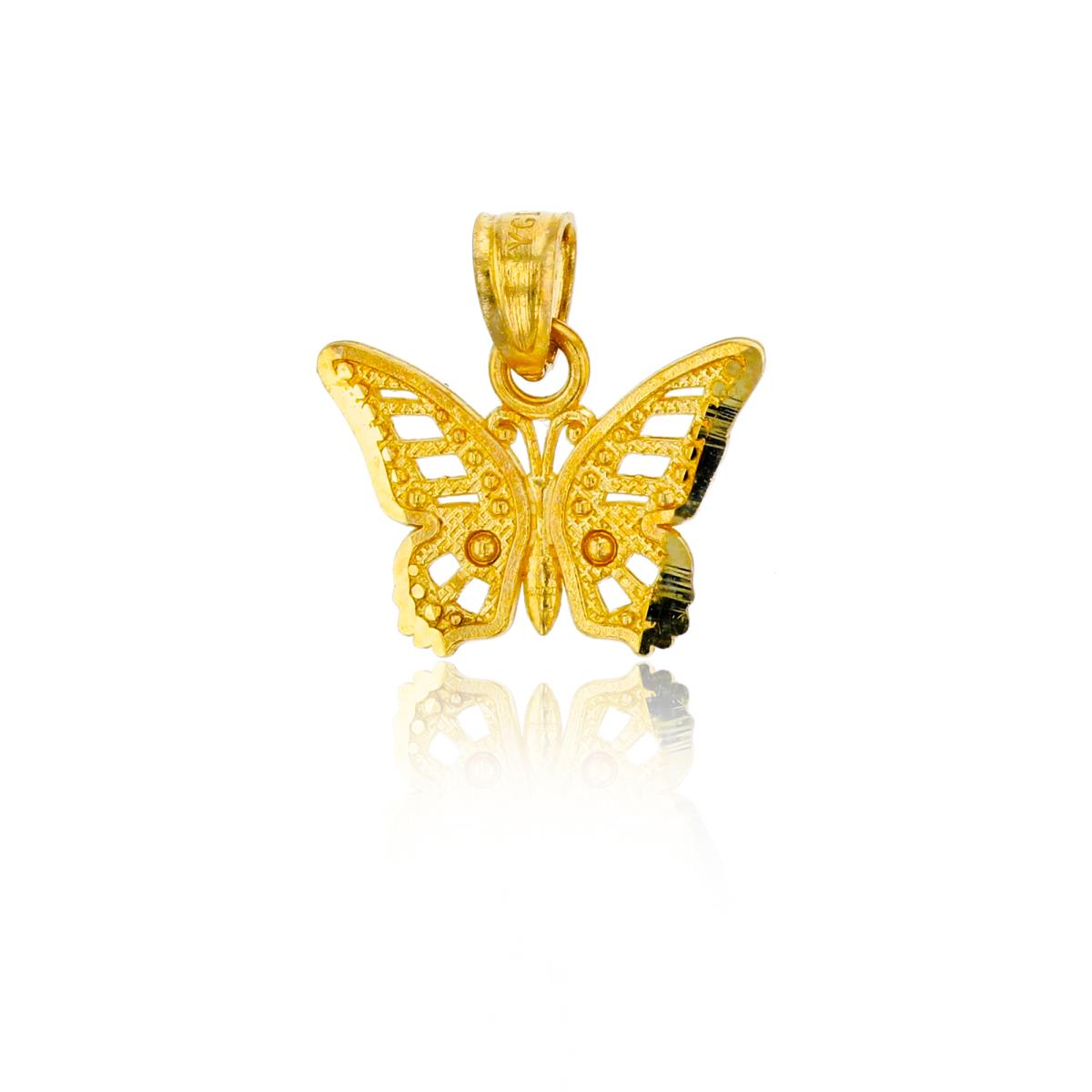 14K Yellow Gold Butterfly Dangling Pendant